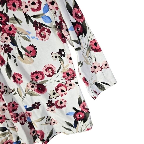 Karen Scott Floral Pink, Red, and Cream Shirt - Picture 4 of 6